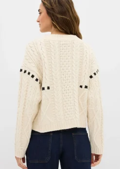 Outlet Jersey de punto grueso con patrón trenzado Mujer Jerséis|Ropa De Punto