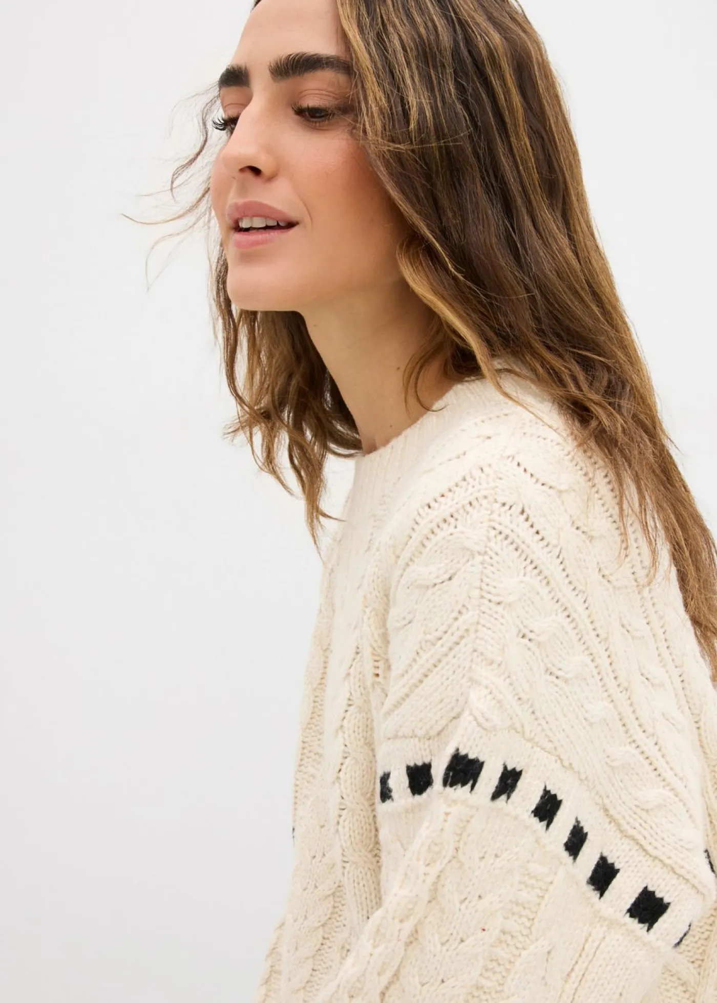 Outlet Jersey de punto grueso con patrón trenzado Mujer Jerséis|Ropa De Punto