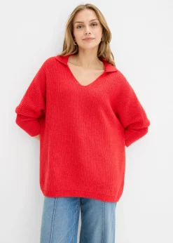 Sale Jersey holgado con cuello tipo polo Mujer Jerséis|Ropa De Punto