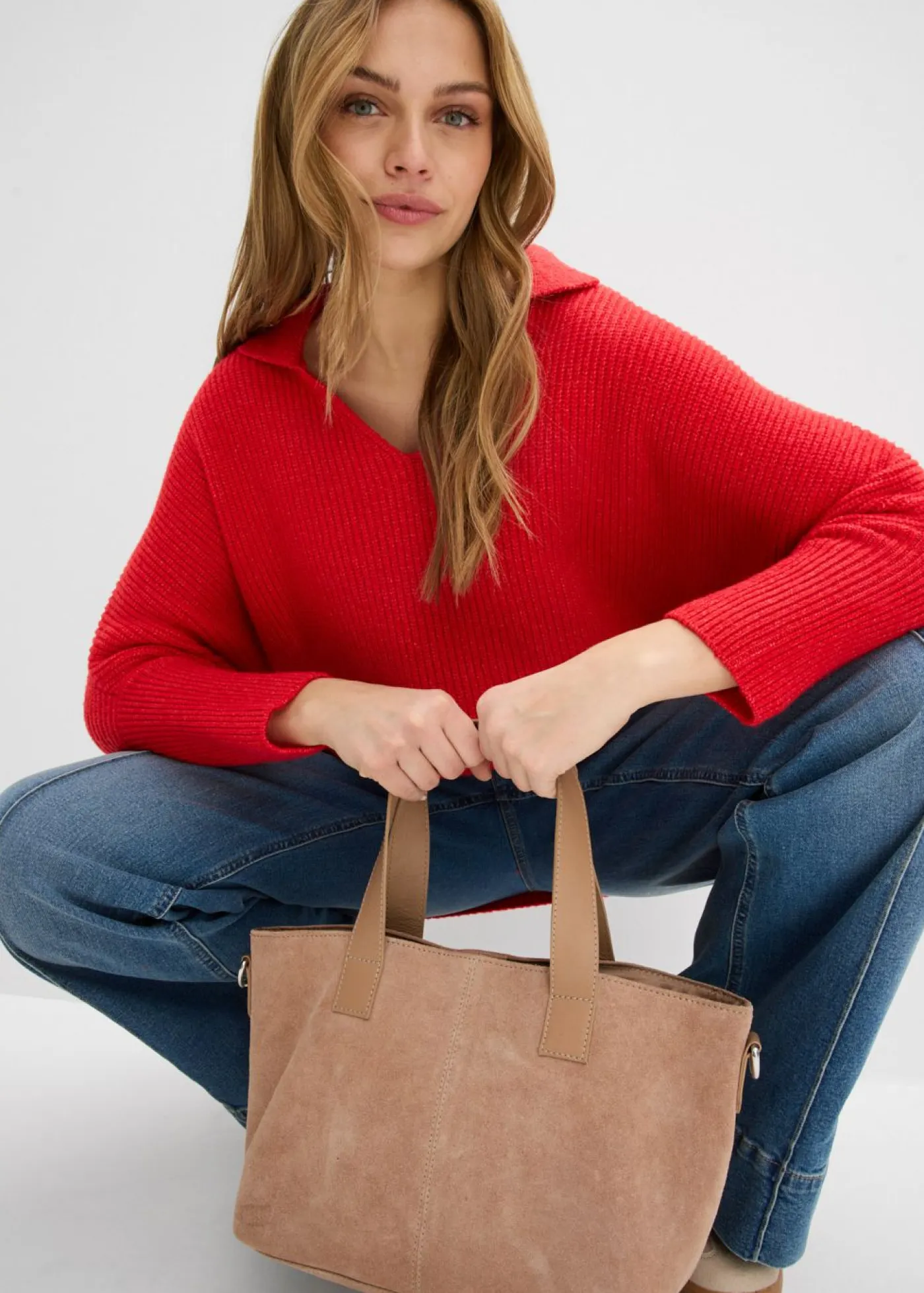 Sale Jersey holgado con cuello tipo polo Mujer Jerséis|Ropa De Punto