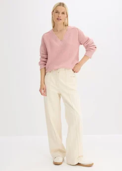 New Jersey holgado con escote en V Mujer Jerséis|Ropa De Punto