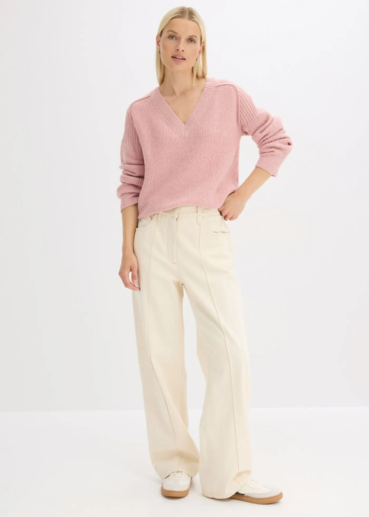 New Jersey holgado con escote en V Mujer Jerséis|Ropa De Punto