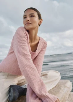 New Jersey holgado con escote en V Mujer Jerséis|Ropa De Punto