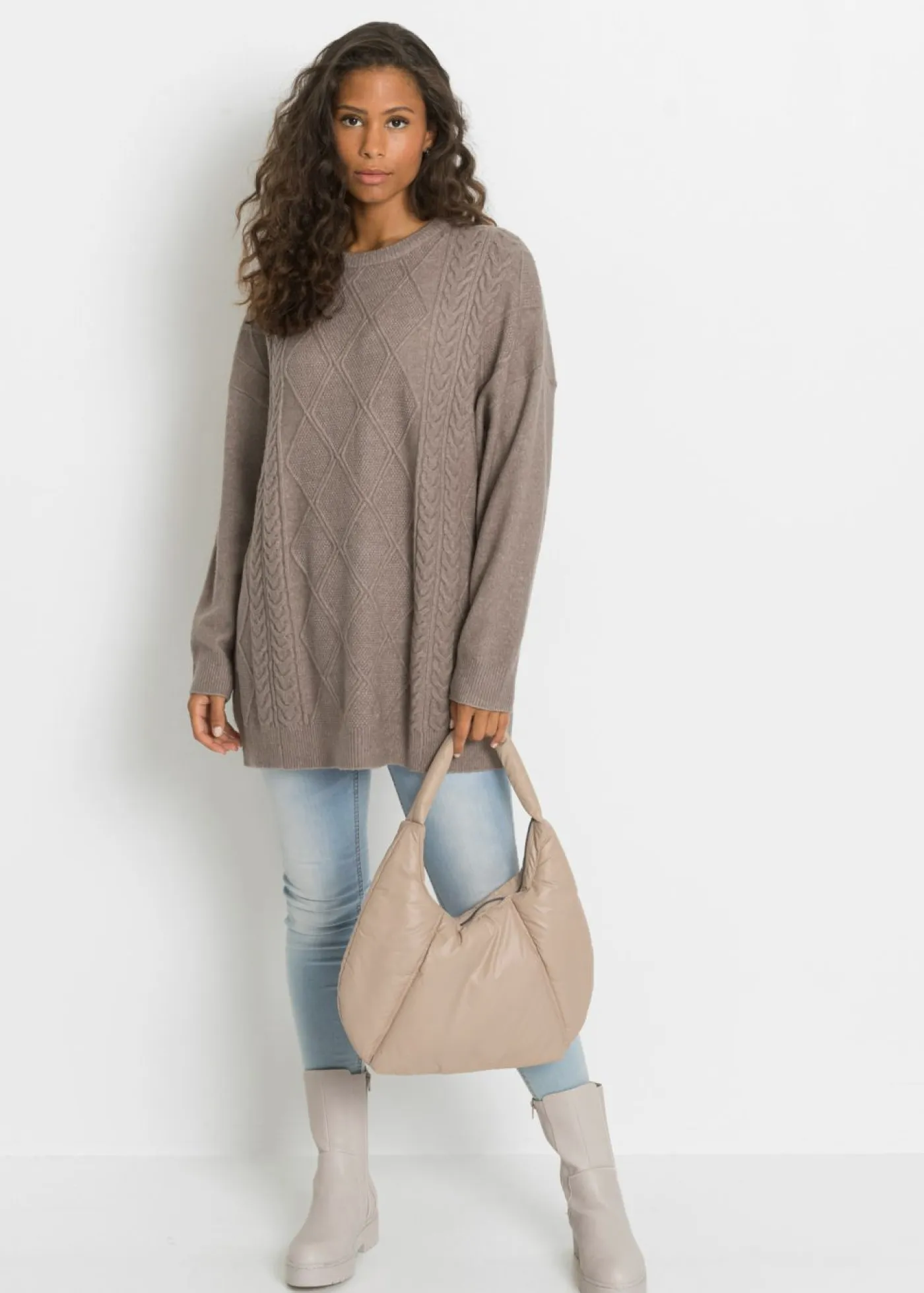 Discount Jersey holgado con patrón trenzado Mujer Jerséis|Ropa De Punto