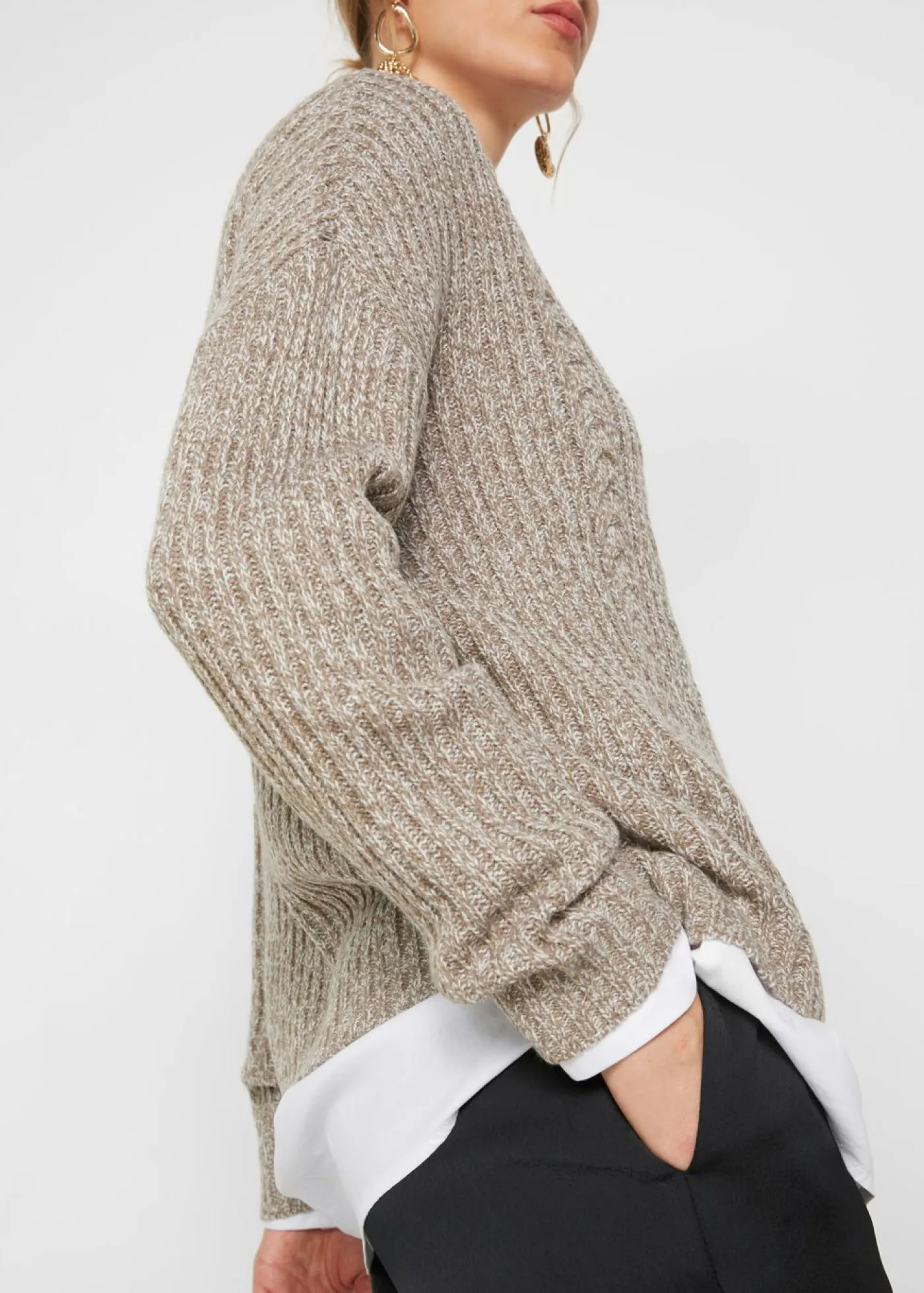 Sale Jersey holgado con patrón trenzado Mujer Jerséis|Ropa De Punto