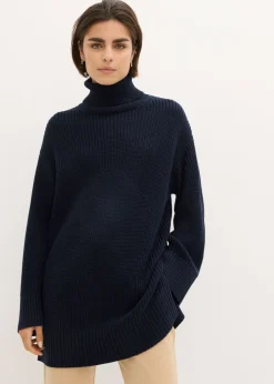 Clearance Jersey holgado de cuello vuelto de mezcla de algodón Mujer Jerséis|Ropa De Punto