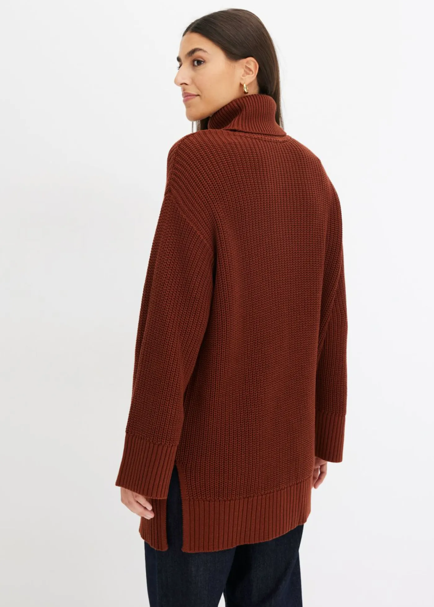 New Jersey holgado de cuello vuelto de mezcla de algodón Mujer Jerséis|Ropa De Punto