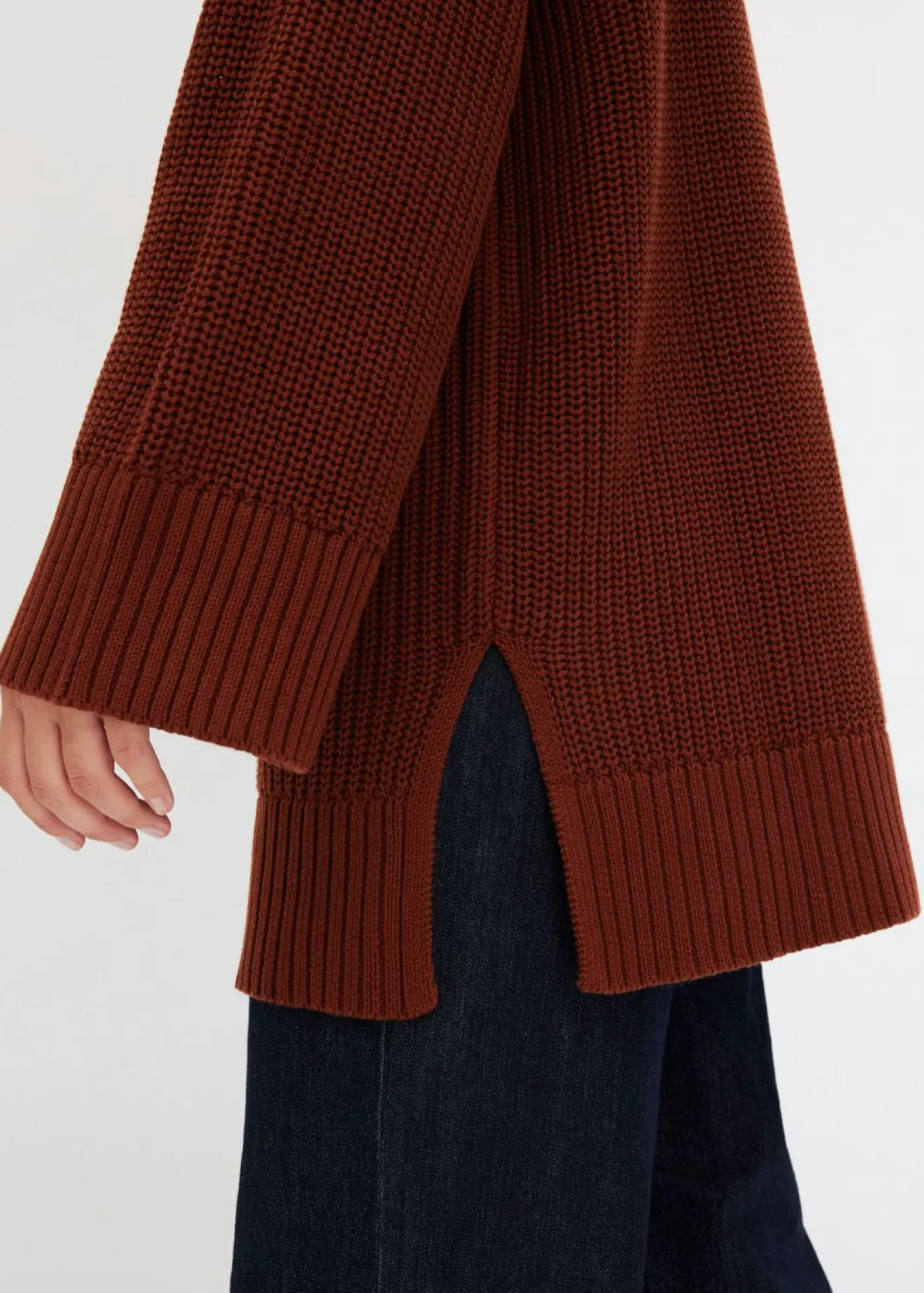 New Jersey holgado de cuello vuelto de mezcla de algodón Mujer Jerséis|Ropa De Punto