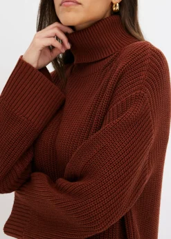 New Jersey holgado de cuello vuelto de mezcla de algodón Mujer Jerséis|Ropa De Punto