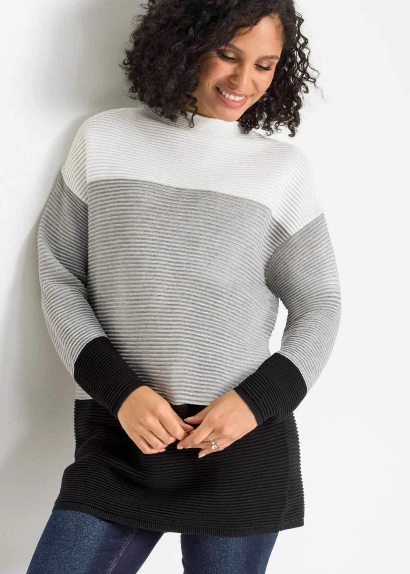 Best Jersey largo a rayas Mujer Jerséis|Ropa De Punto
