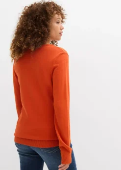 Best Jersey largo básico, de punto fino, con escote en V Mujer Básicos|Jerséis
