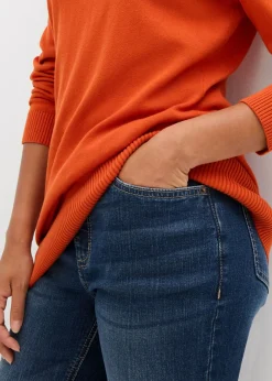Best Jersey largo básico, de punto fino, con escote en V Mujer Básicos|Jerséis