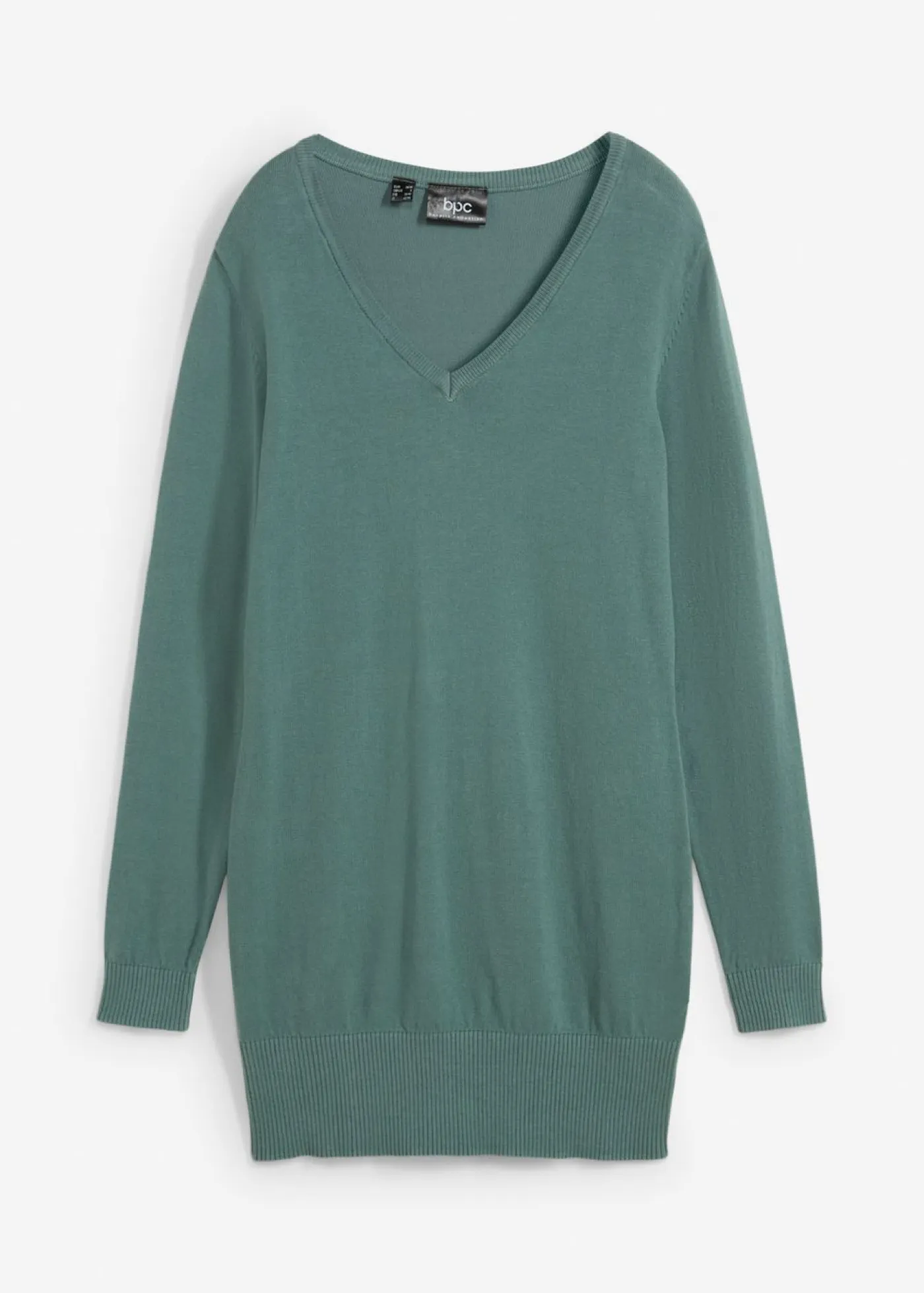 Discount Jersey largo básico, de punto fino, con escote en V Mujer Básicos|Jerséis