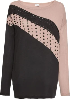 Sale Jersey largo con aplicaciones Mujer Jerséis|Ropa De Punto