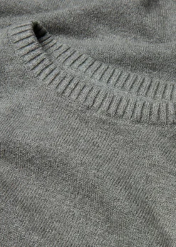 Online Jersey largo de punto fino con aberturas laterales en mezcla de viscosa Mujer Jerséis|Ropa De Punto