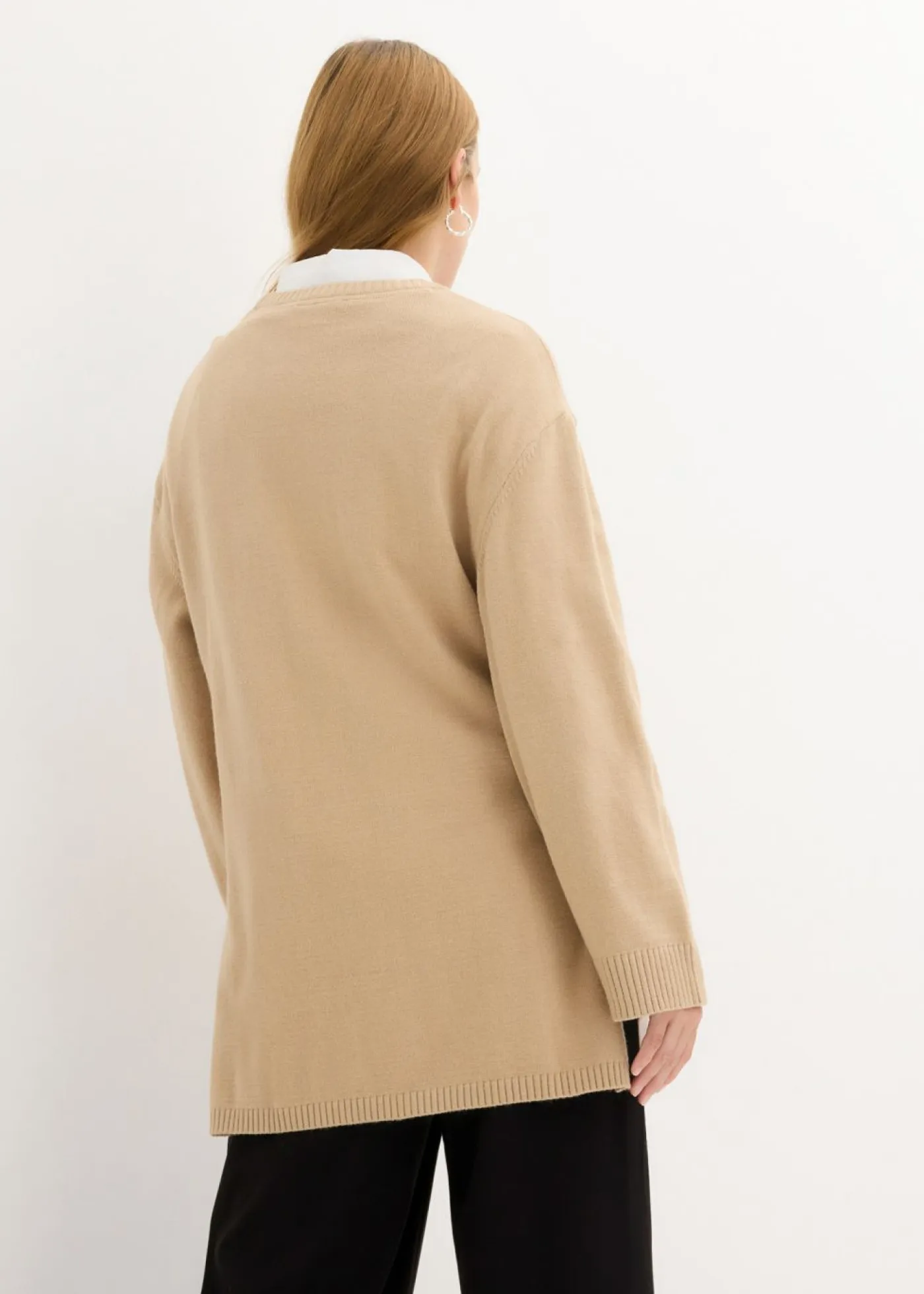 Hot Jersey largo de punto fino con aberturas laterales en mezcla de viscosa Mujer Jerséis|Ropa De Punto