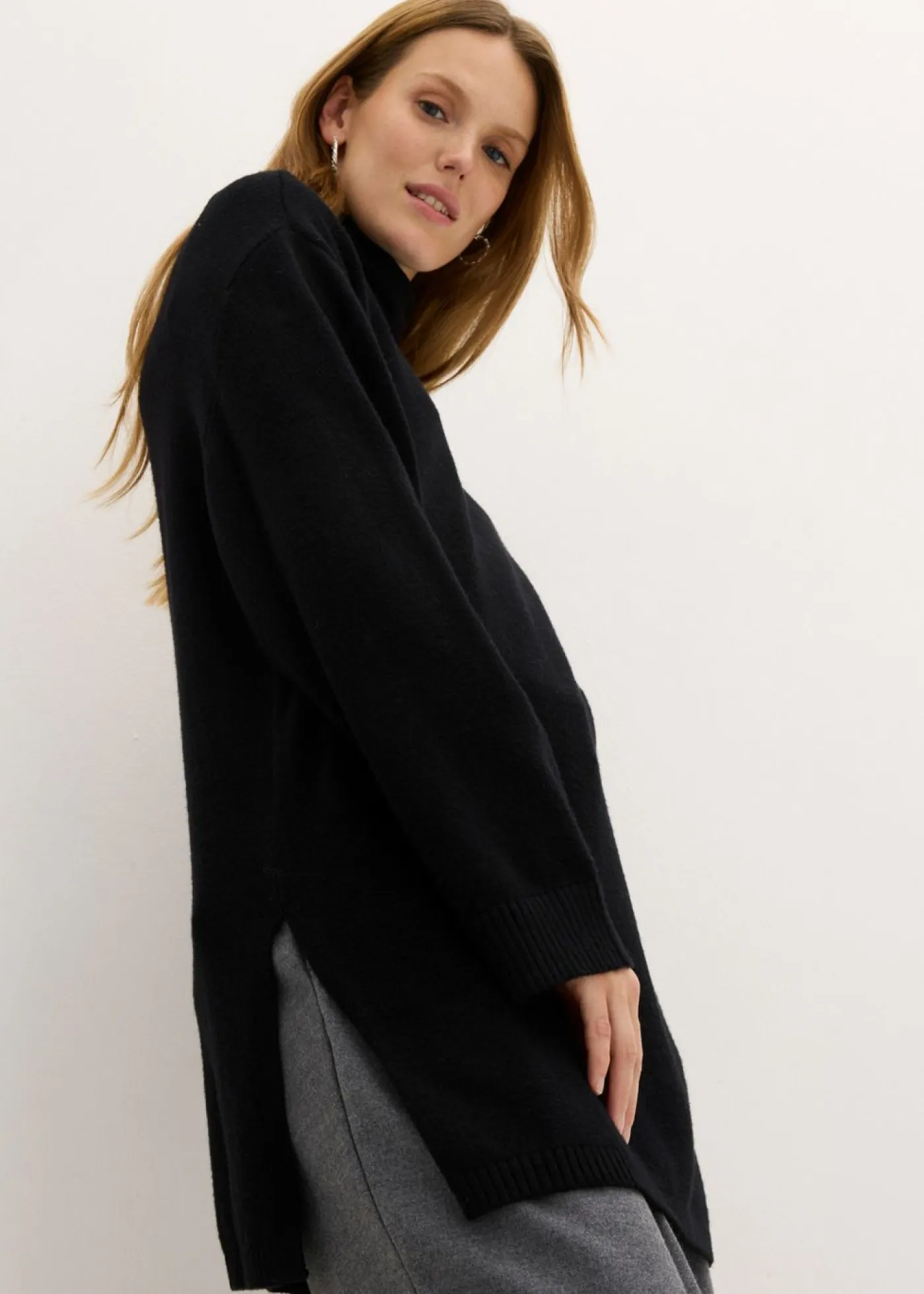 Best Jersey largo de punto fino con aberturas laterales en mezcla de viscosa Mujer Jerséis|Ropa De Punto