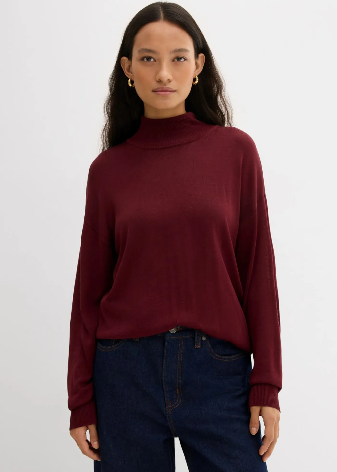 Best Jersey ligero de punto fino con cuello alto ancho, en mezcla de viscosa Mujer Esenciales|Jerséis