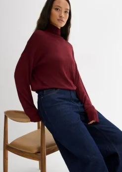 Best Jersey ligero de punto fino con cuello alto ancho, en mezcla de viscosa Mujer Esenciales|Jerséis