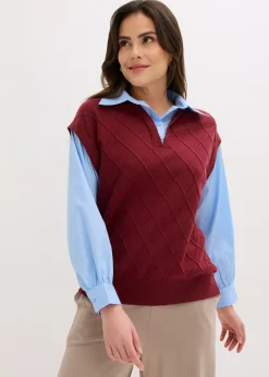 Clearance Jersey sin mangas con inserto de blusa y contenido de algodón Mujer Jerséis|Ropa De Punto