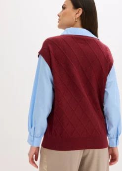 Clearance Jersey sin mangas con inserto de blusa y contenido de algodón Mujer Jerséis|Ropa De Punto