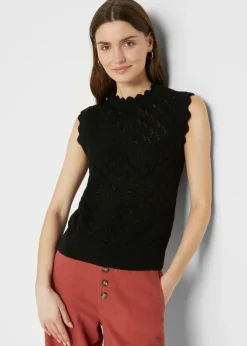 Clearance Jersey sin mangas de ajour de mezcla de algodón Mujer Jerséis|Novedades