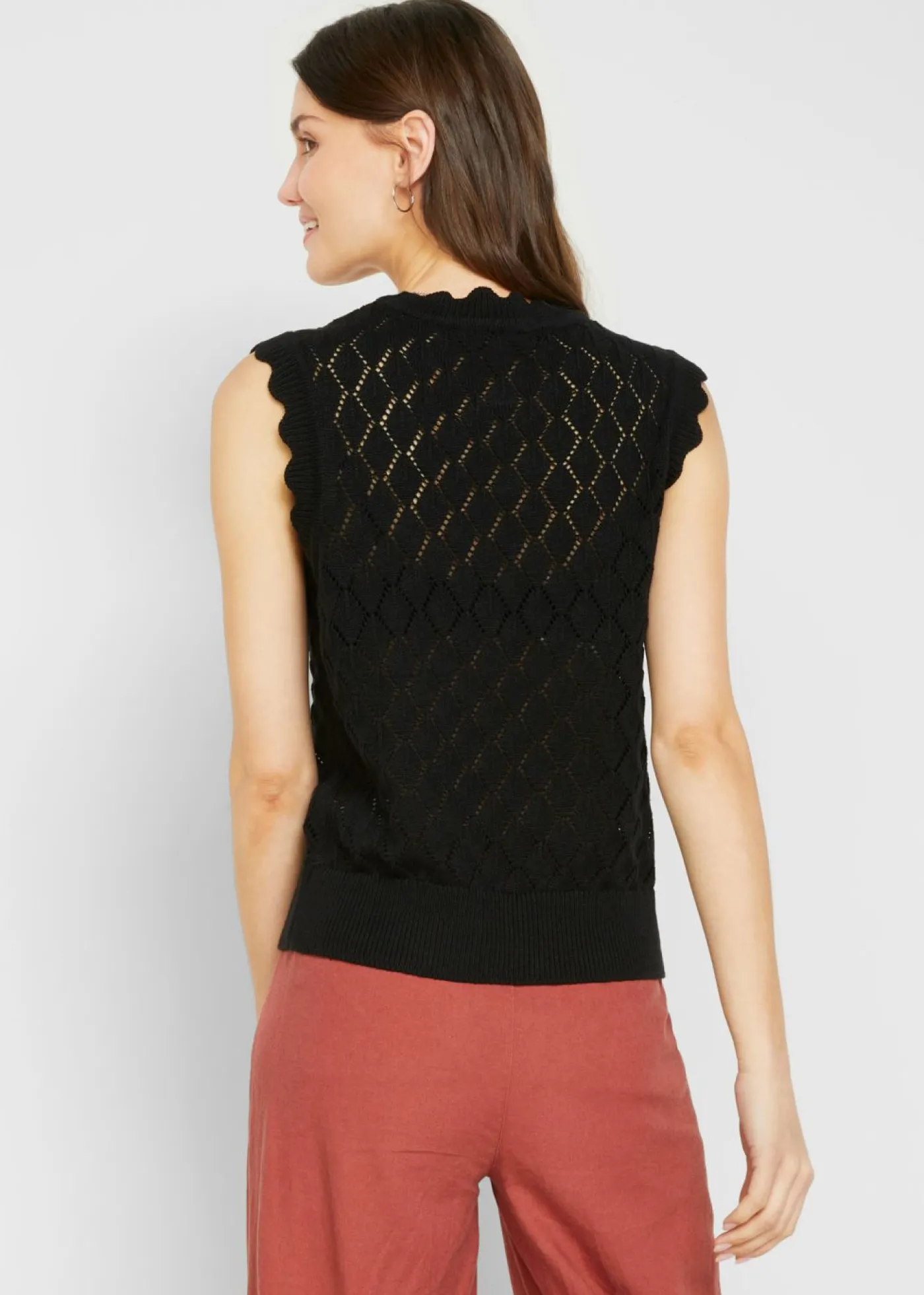 Clearance Jersey sin mangas de ajour de mezcla de algodón Mujer Jerséis|Novedades