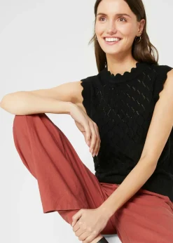 Sale Jersey sin mangas de ajour de mezcla de algodón Mujer Jerséis|Novedades