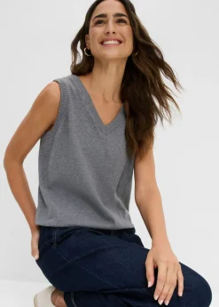 Online Jersey sin mangas de algodón orgánico puro Mujer Básicos|Jerséis