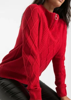 Online Jersey troyer con patrón trenzado Mujer Jerséis