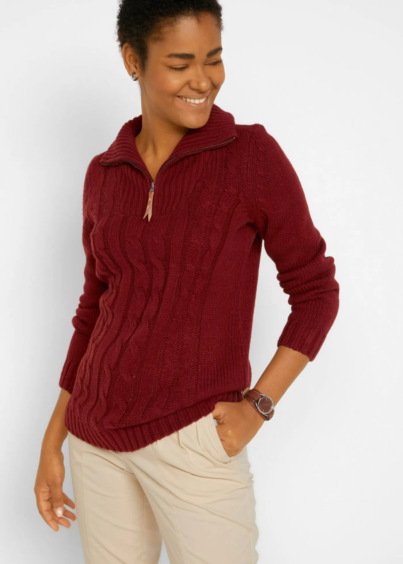 Best Jersey troyer con patrón trenzado Mujer Jerséis