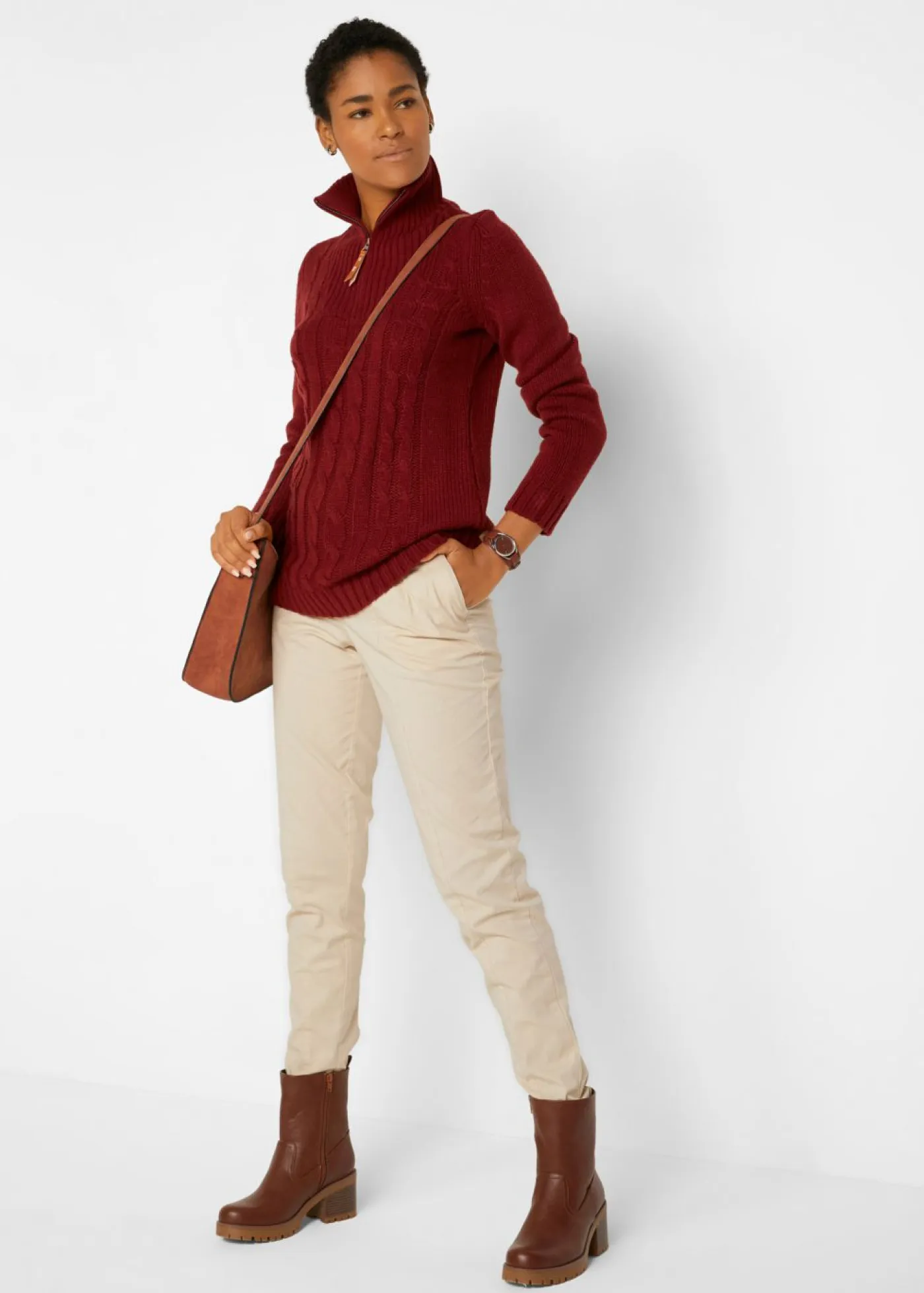 Best Jersey troyer con patrón trenzado Mujer Jerséis