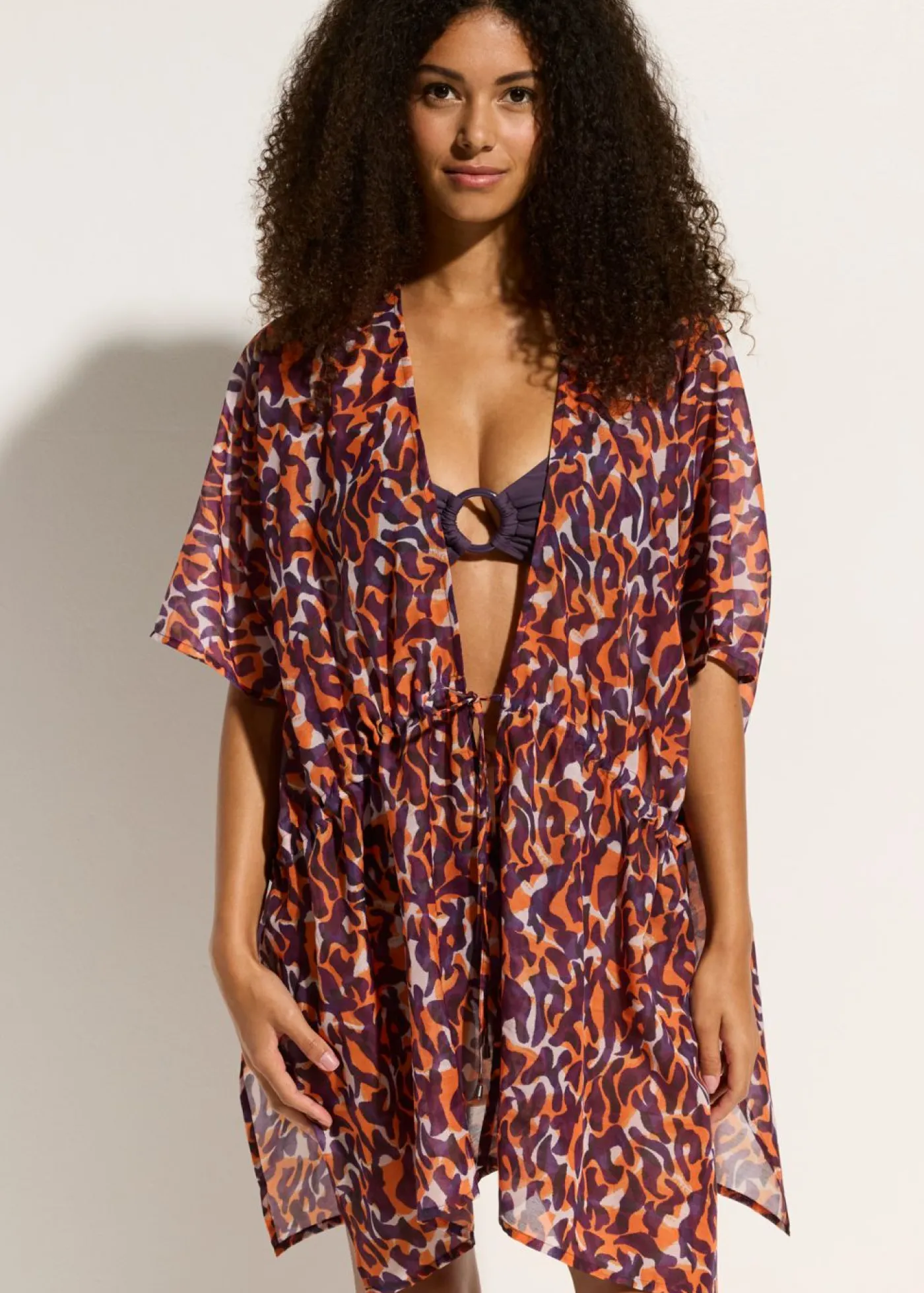 Best Kimono de playa con detalle de cordón Mujer Ropa De Playa|Camisas Y Blusas