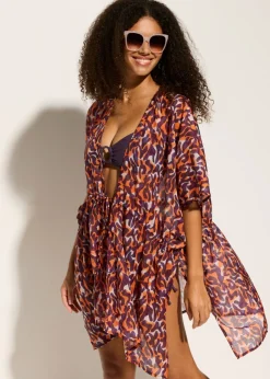 Best Kimono de playa con detalle de cordón Mujer Ropa De Playa|Camisas Y Blusas