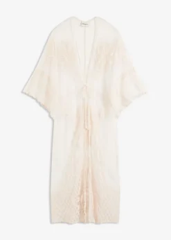 Kimono de playa transparente con encaje Mujer Ropa De Playa|Camisas Y Blusas