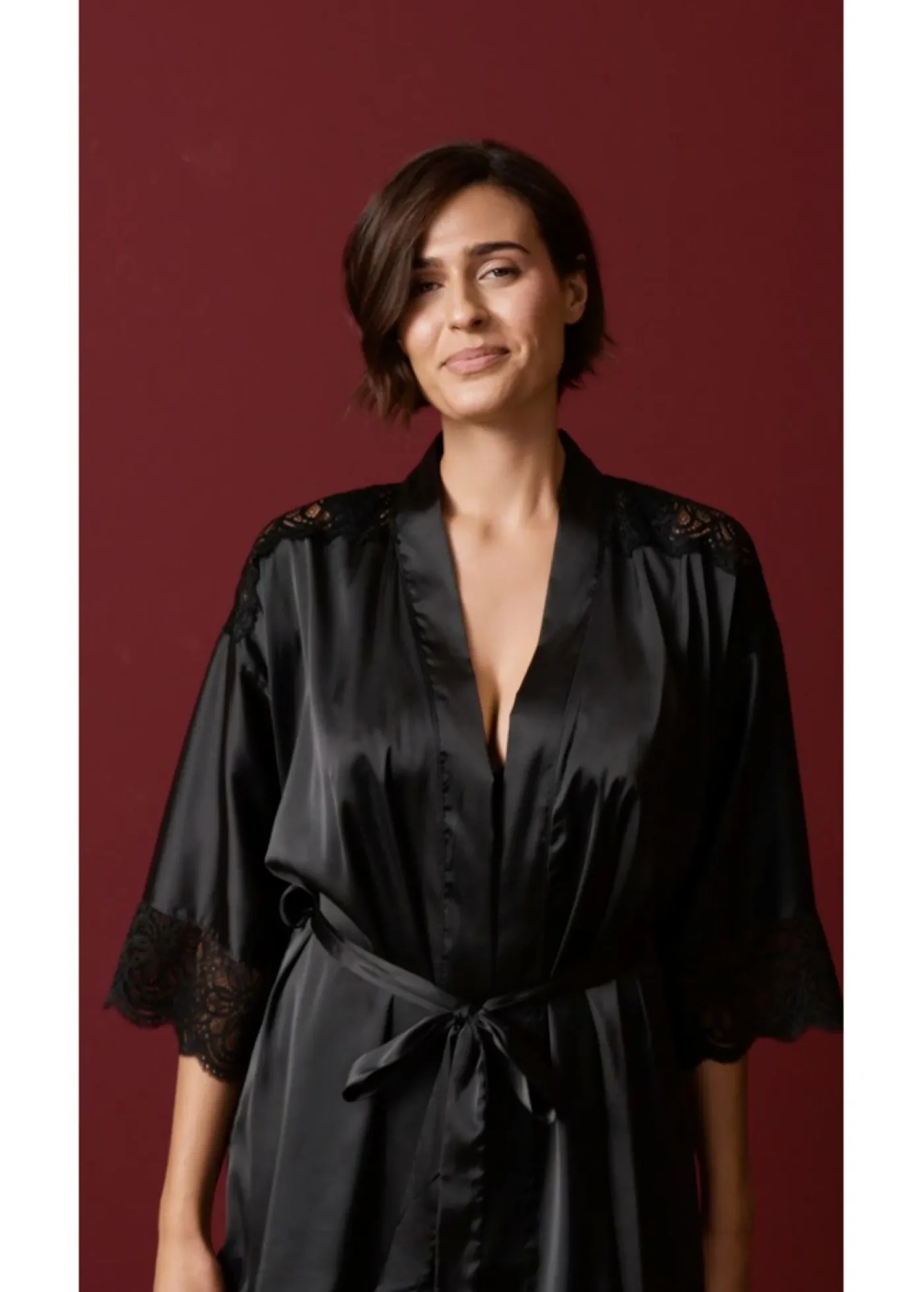 Outlet Kimono de satén con efecto brillante Mujer Albornoces Y Batas|Lencería