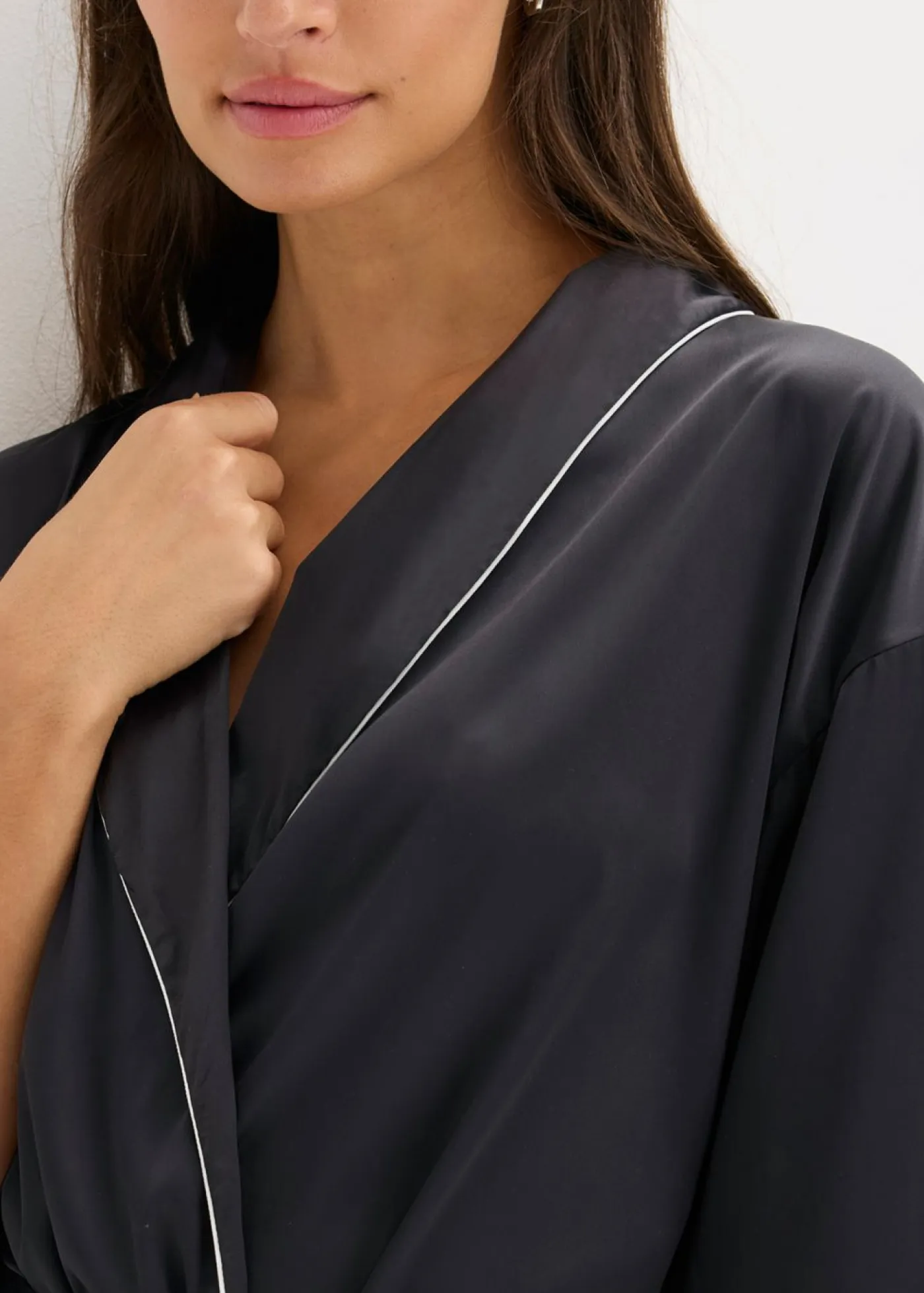 Kimono de satén con efecto brillante Mujer Albornoces Y Batas|Lencería