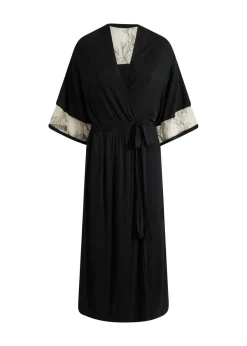 New Kimono largo de viscosa con bordado Mujer Albornoces Y Batas|Lencería