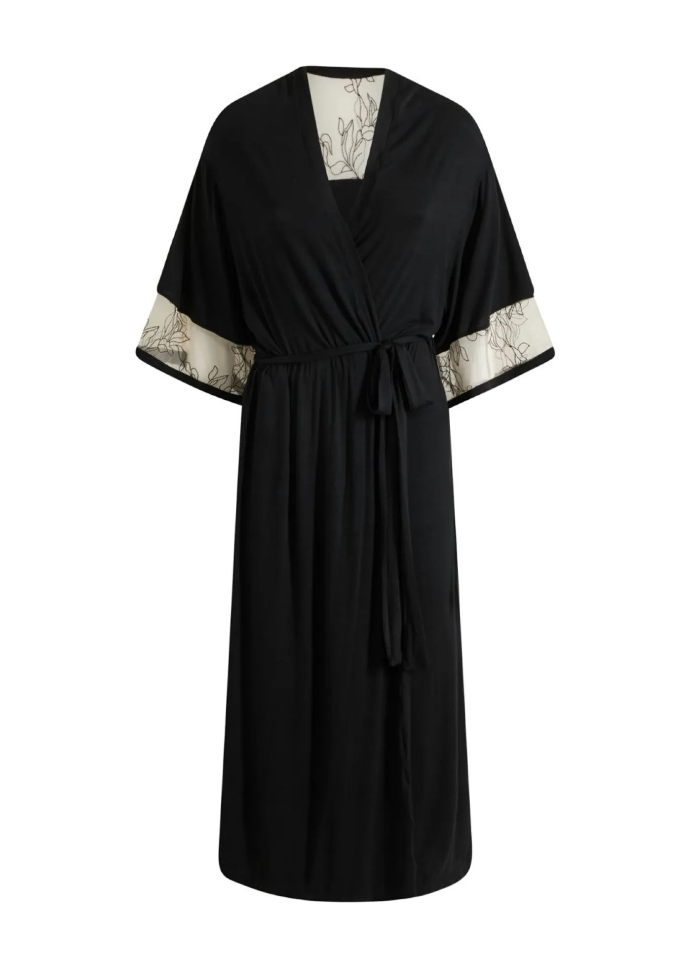 New Kimono largo de viscosa con bordado Mujer Albornoces Y Batas|Lencería