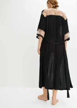 New Kimono largo de viscosa con bordado Mujer Albornoces Y Batas|Lencería