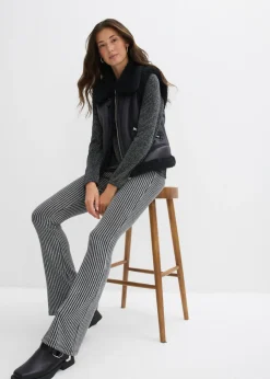 Leggings acampanados con hilo brillante Mujer Pantalones