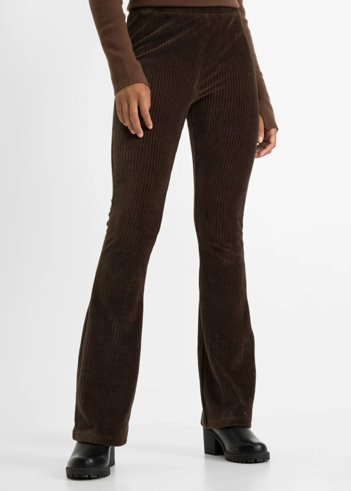 Leggings acampanados con aspecto de pana Mujer Pantalones