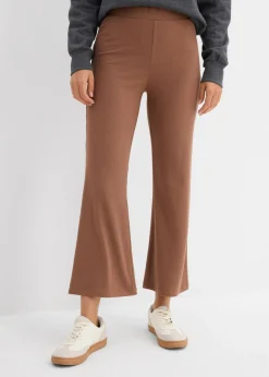 Clearance Leggings acortados de canalé de mezcla de viscosa Mujer Pantalones|Novedades