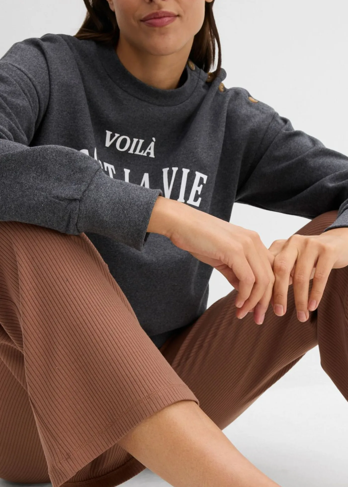Clearance Leggings acortados de canalé de mezcla de viscosa Mujer Pantalones|Novedades