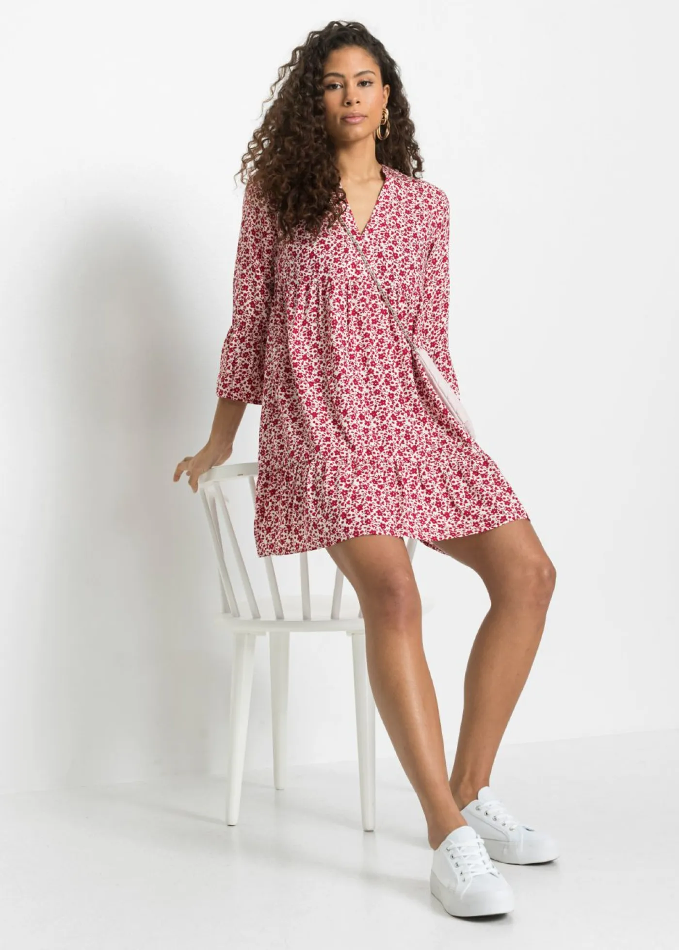 Discount Minivestido de viscosa fluida con volantes Mujer Vestidos