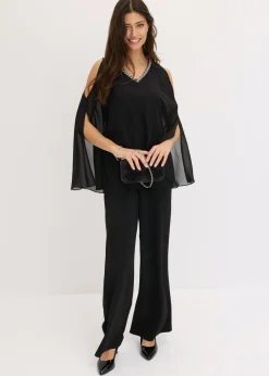 Sale Mono con capa y adornos de piedras brillantes Mujer Monos|Ropa Elegante