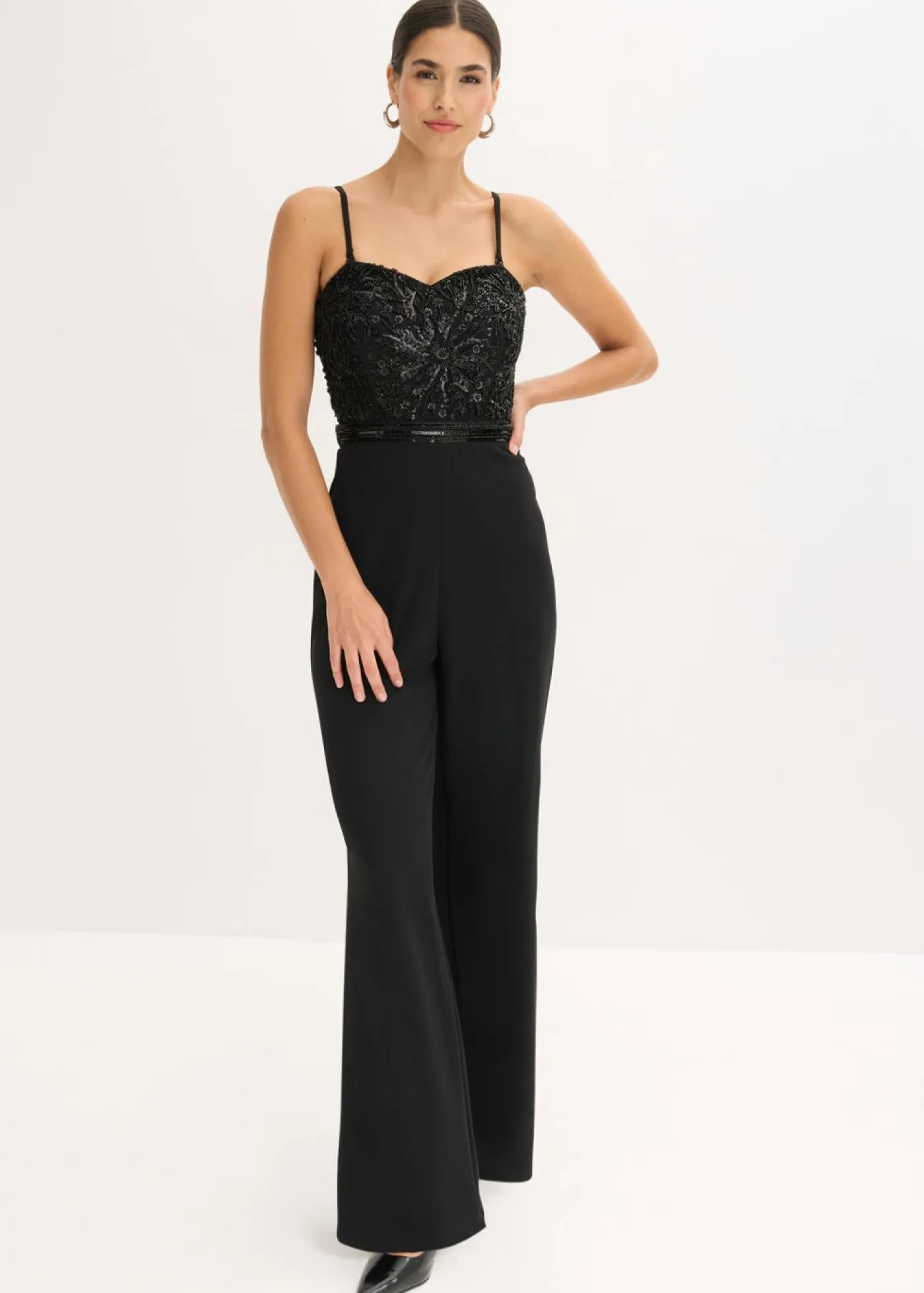 Outlet Mono de crepé estructurado con bordado de perlas Mujer Monos|Novedades