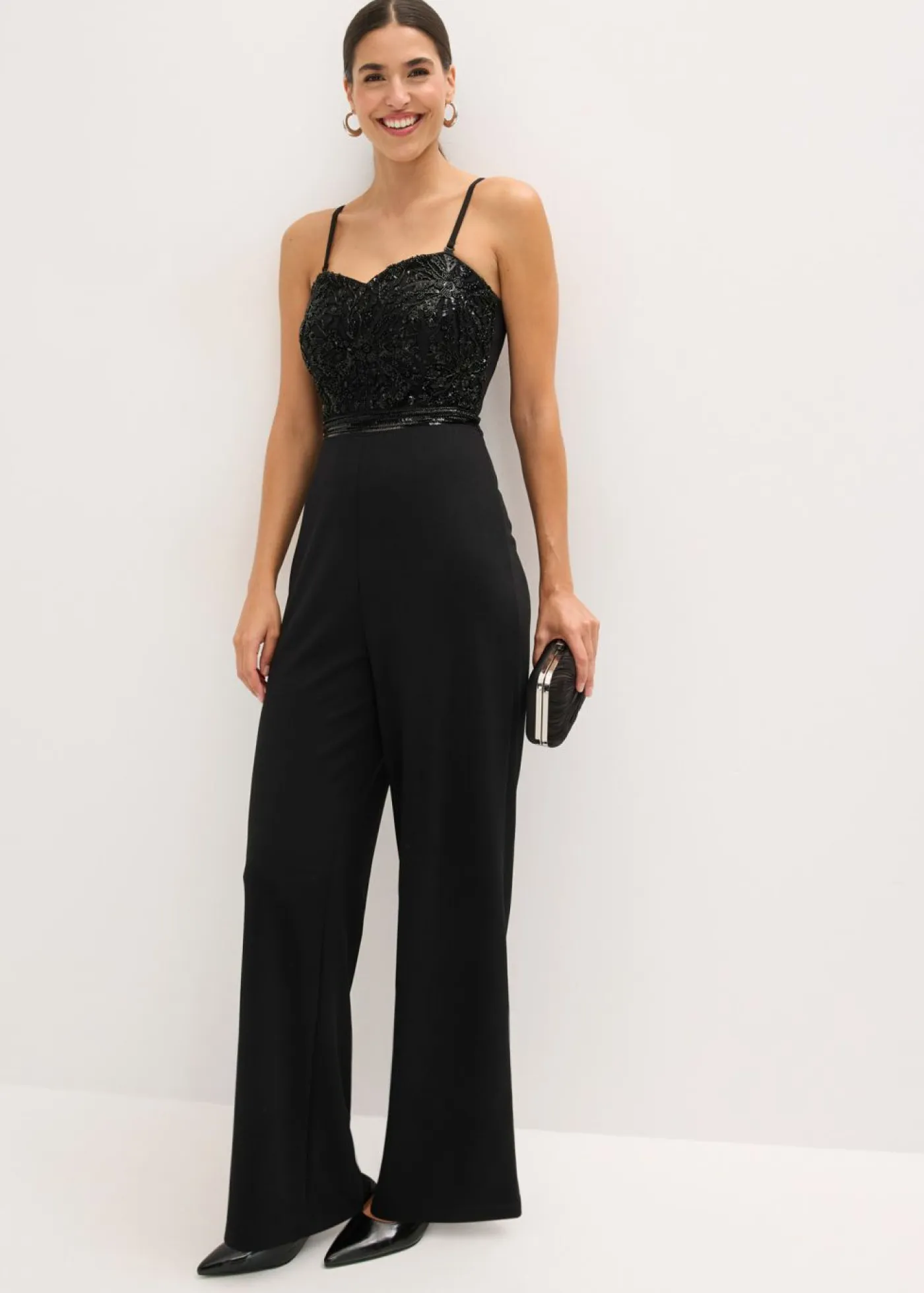 Outlet Mono de crepé estructurado con bordado de perlas Mujer Monos|Novedades