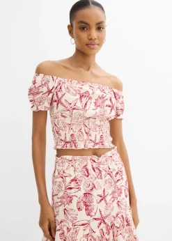 New Olkapäät paljastava pusero puhdasta puuvillaa Mujer Camisas Y Blusas