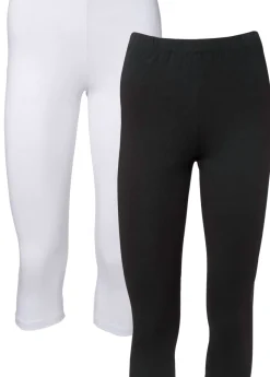 Online Pack de 2 leggings cropped Mujer Básicos|Pantalones